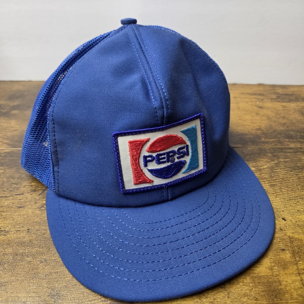 Vintage Pepsi Cola Mesh Trucker Hat Snapback Cap Blue Cintas Made in USA